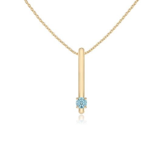 lab grown aquamarine round bar necklaces in yellow gold