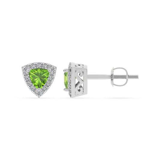 natural peridot trillion stud earrings in sterling silver