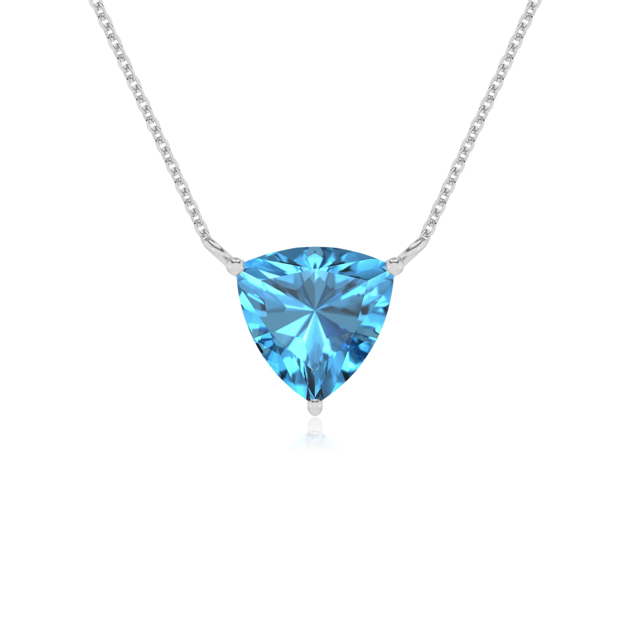 natural swiss-blue-topaz trillion solitaire necklaces in white gold