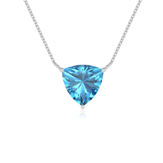 natural swiss-blue-topaz trillion solitaire necklaces in white gold