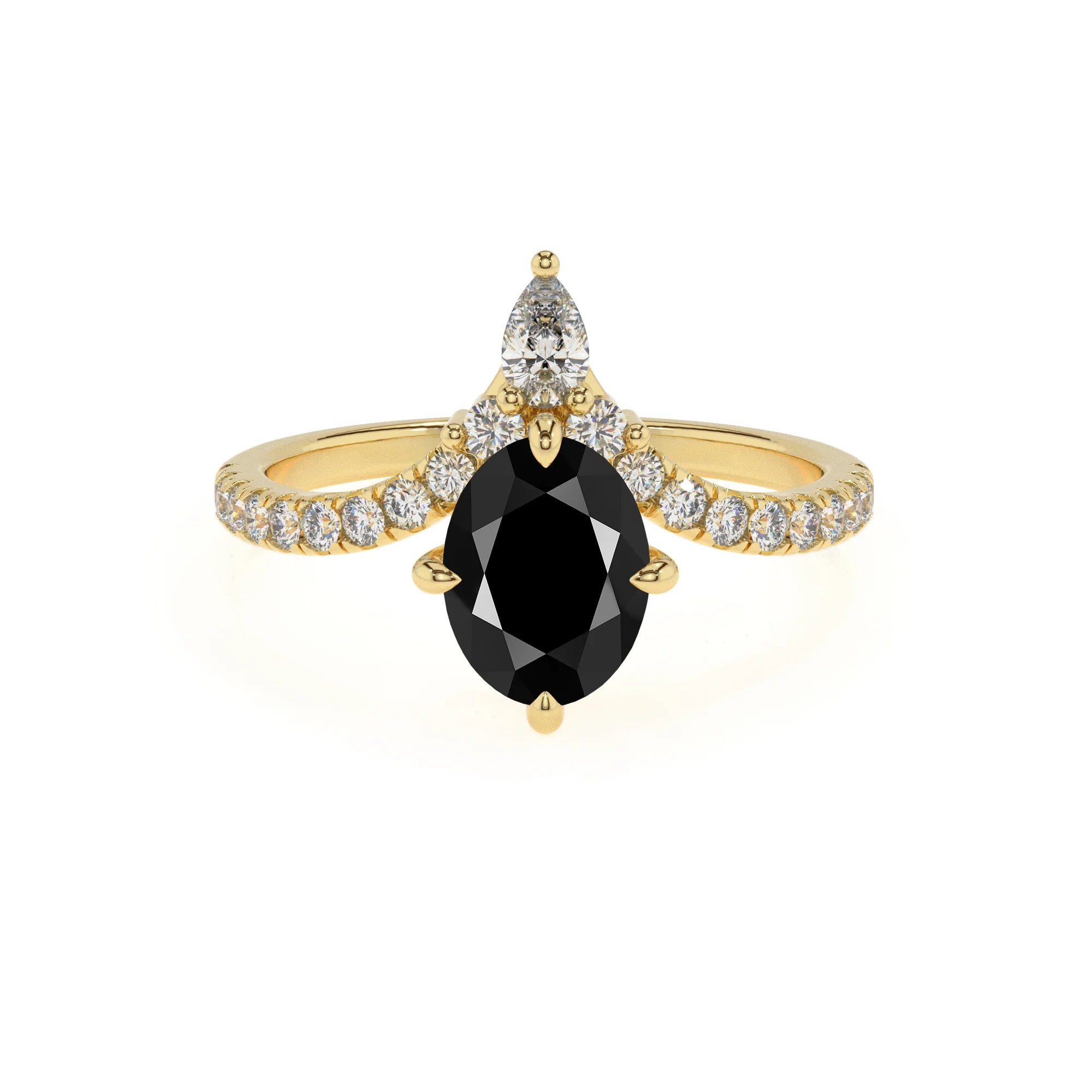 natural black-onyx oval solitaire rings in yellow gold