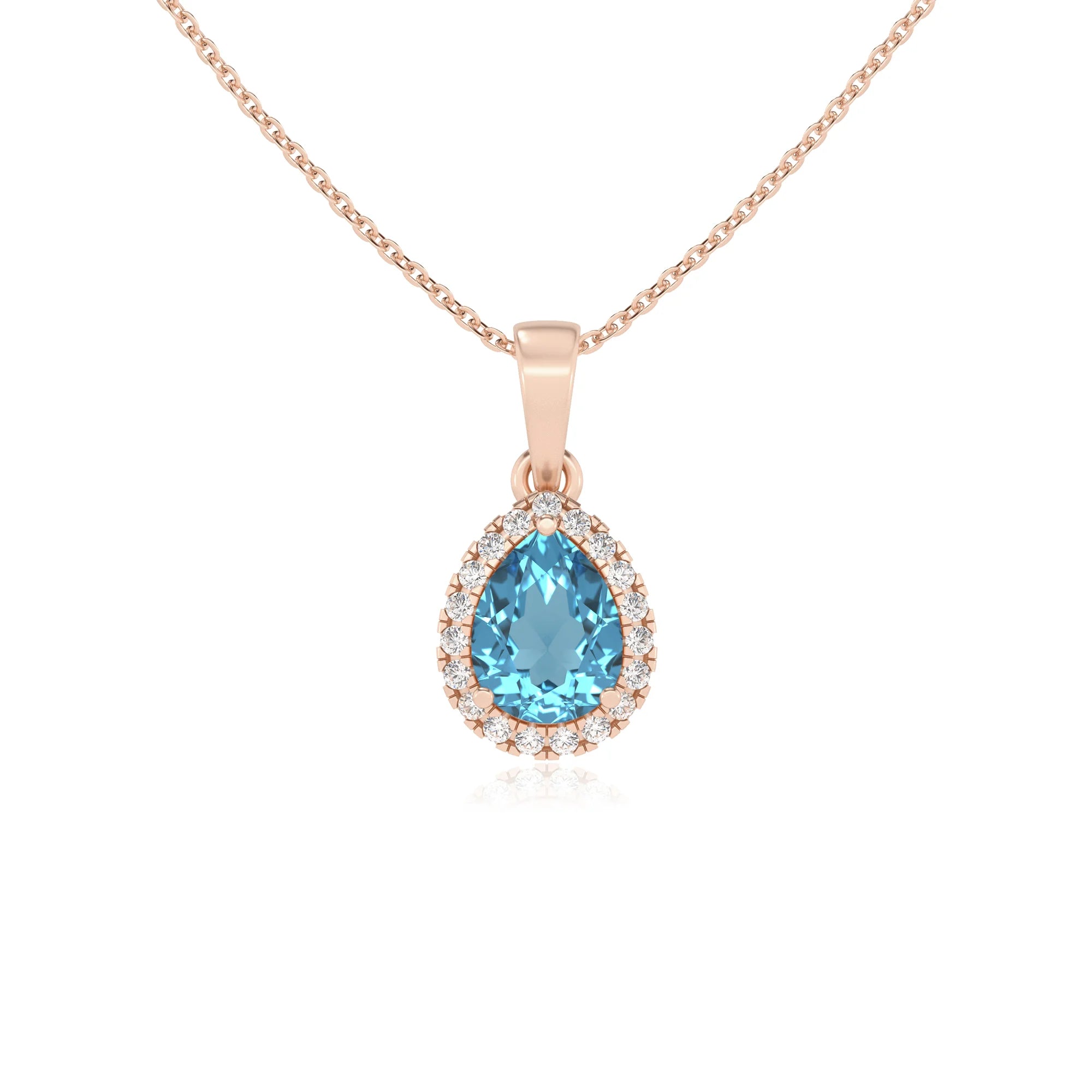 natural swiss-blue-topaz pear solitaire necklaces in rose gold