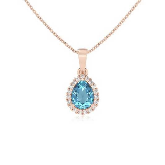 natural swiss-blue-topaz pear solitaire necklaces in rose gold