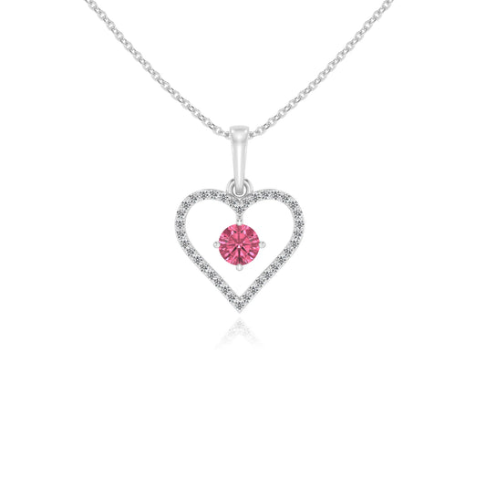 lab grown pink-tourmaline round infinity necklaces in platinum
