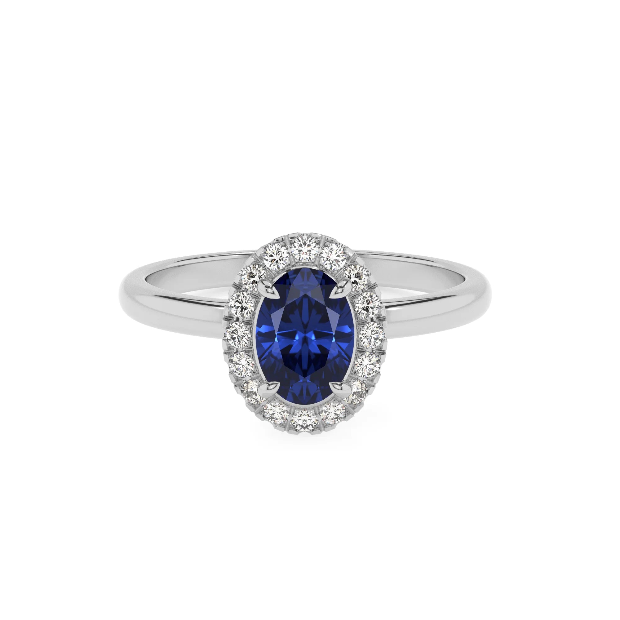 lab grown blue-sapphire oval solitaire rings in white gold