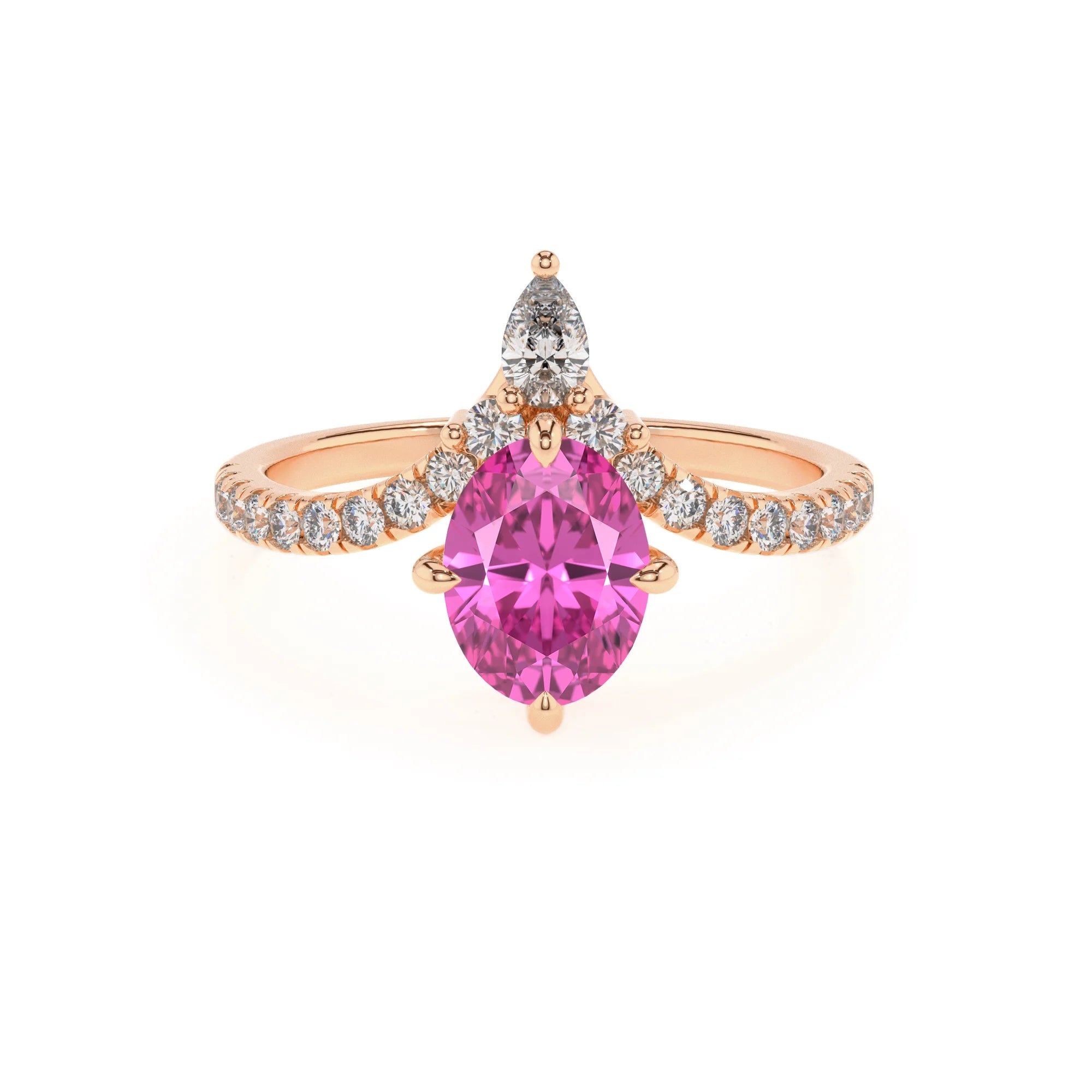 lab grown pink-sapphire oval solitaire rings in rose gold