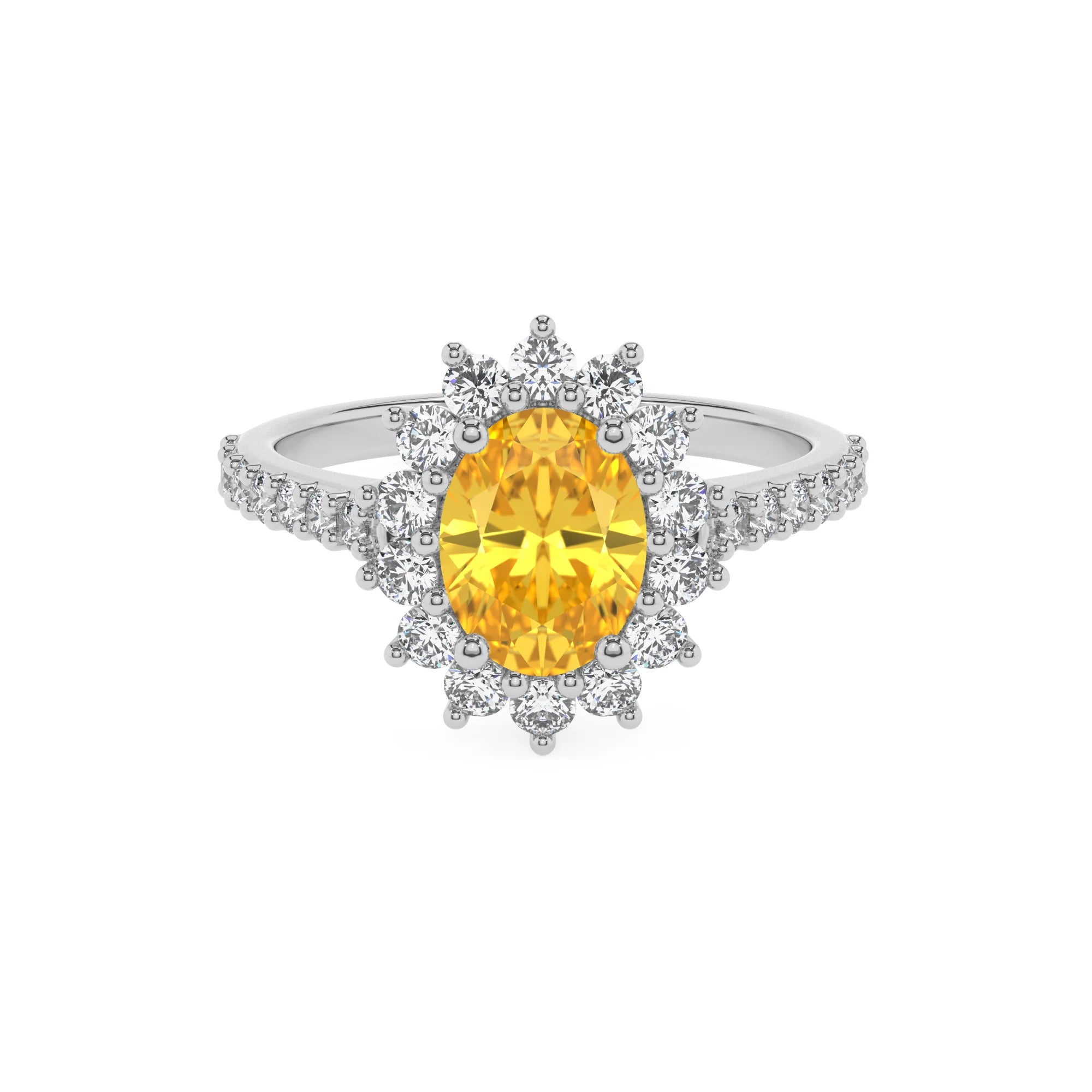 lab grown yellow-sapphire oval solitaire rings in platinum
