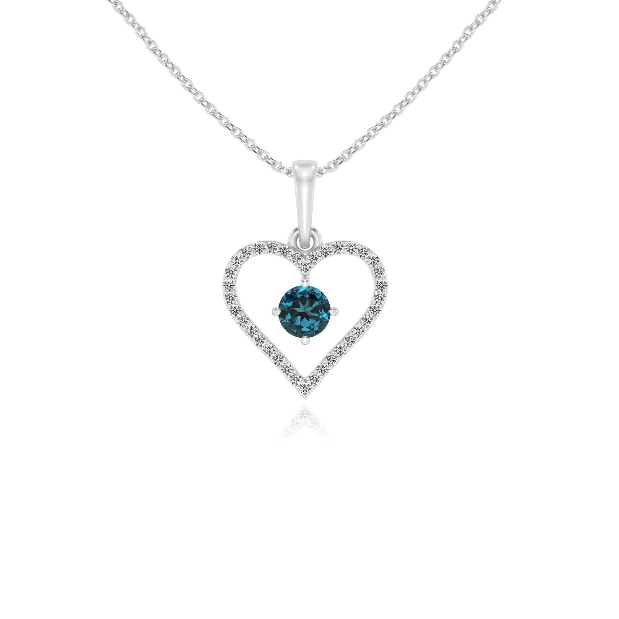 natural london-blue-topaz round infinity necklaces in white gold