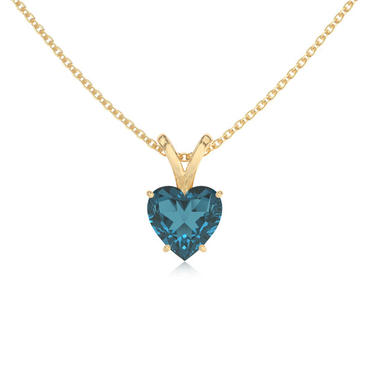 natural london-blue-topaz heart solitaire v-bale necklaces in yellow gold