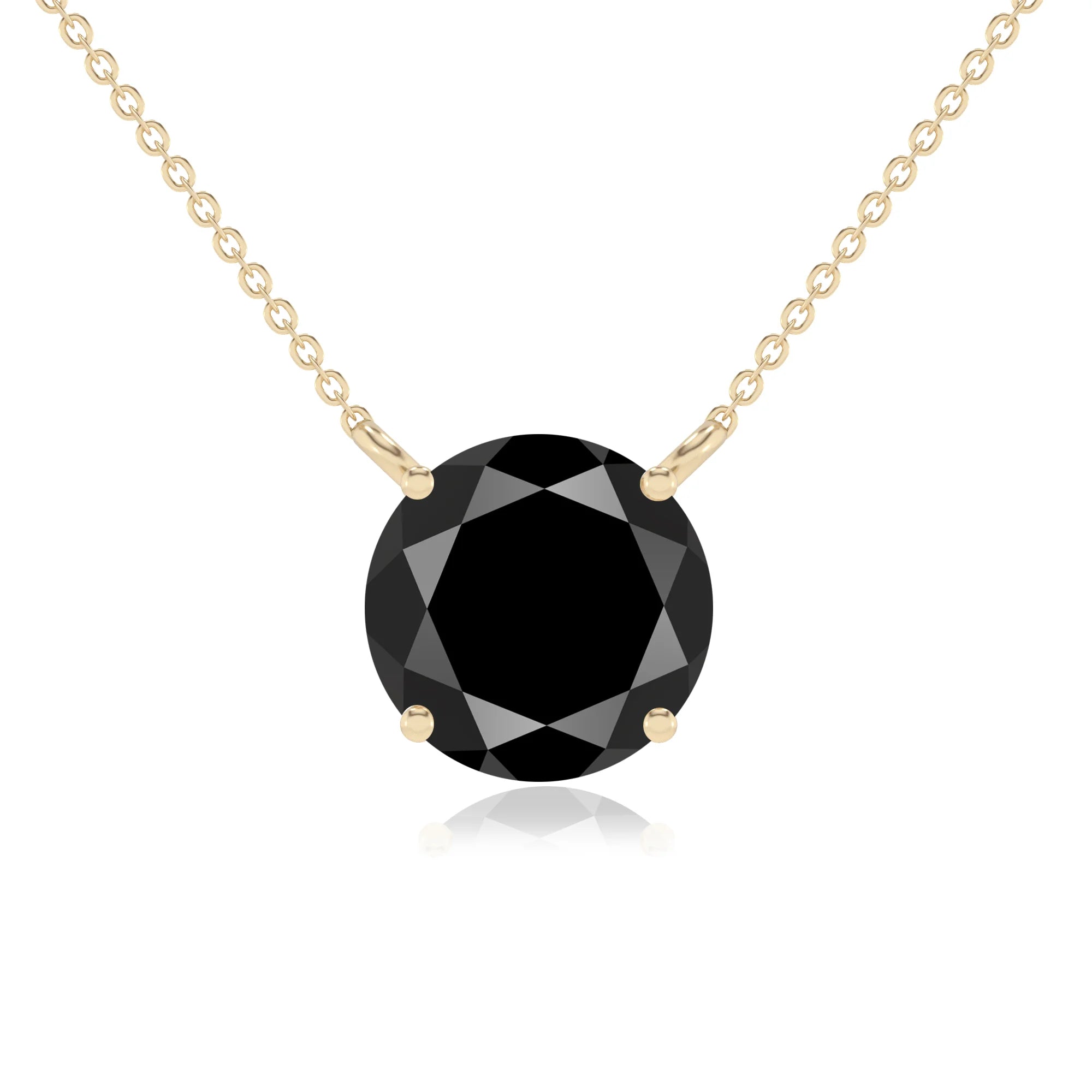 natural black-onyx round solitaire necklaces in yellow gold
