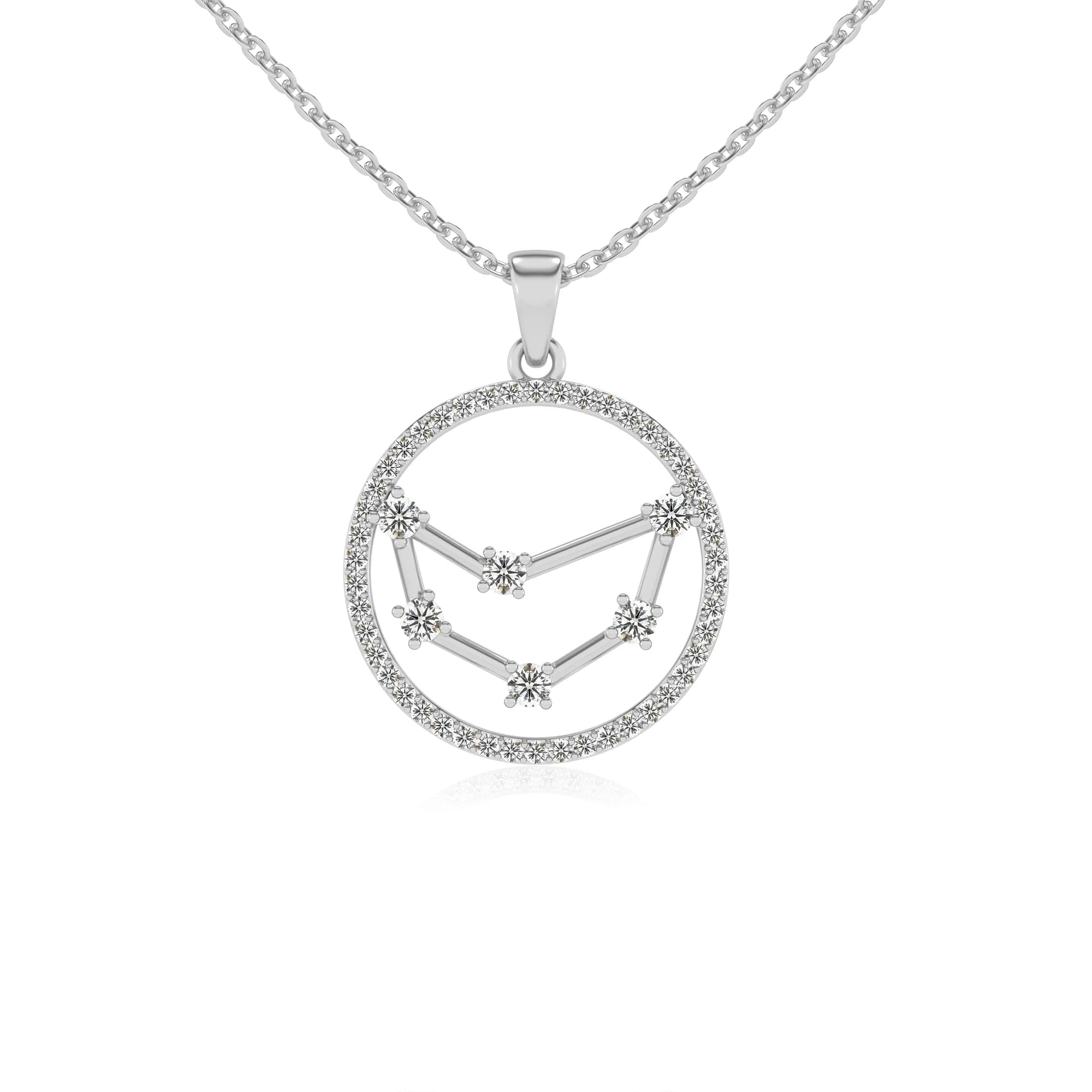 lab grown diamond round necklaces in sterling silver
