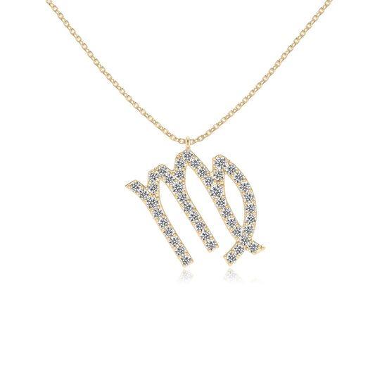 lab grown moissanite round necklaces in yellow gold