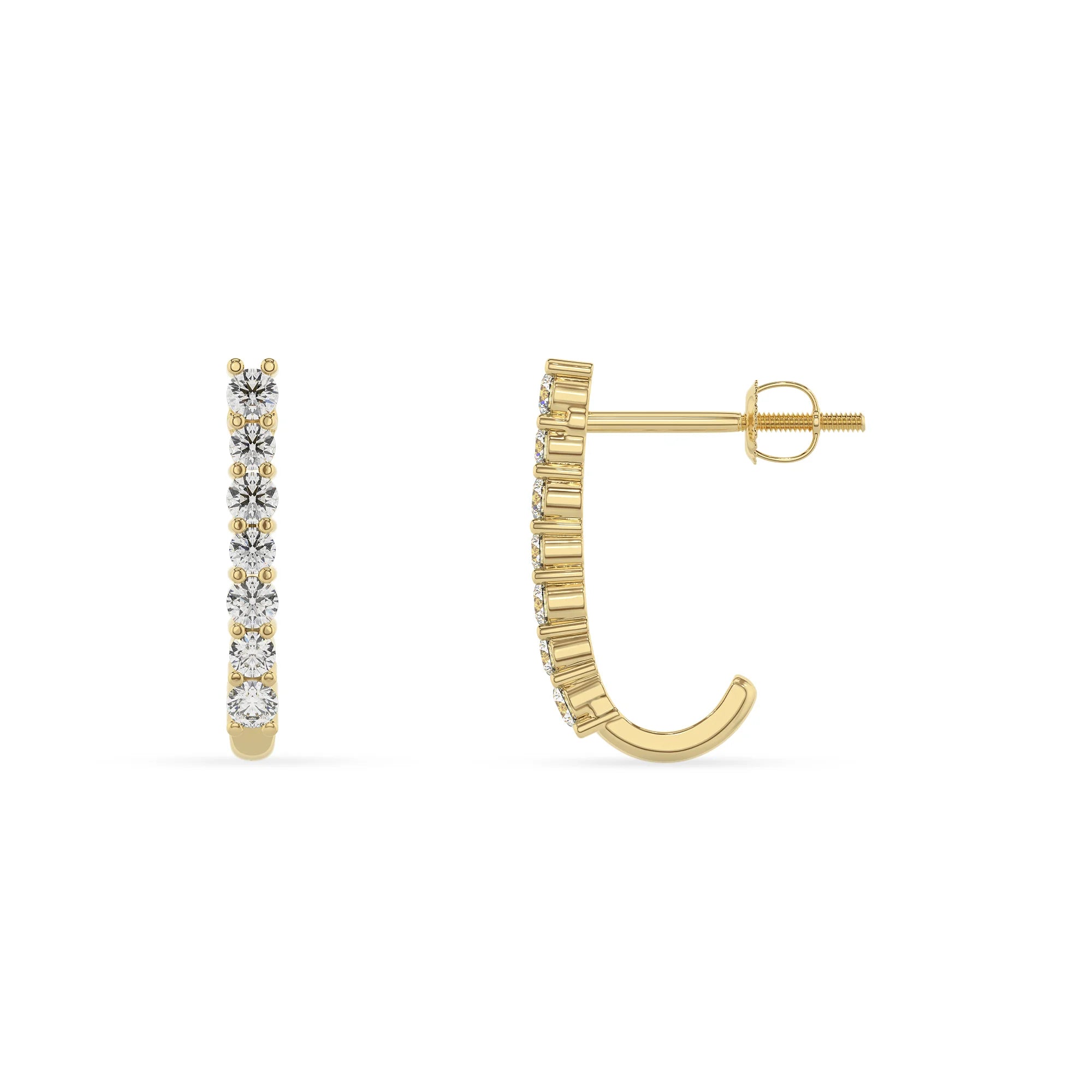 lab grown diamond round hoop earrings in yellow gold