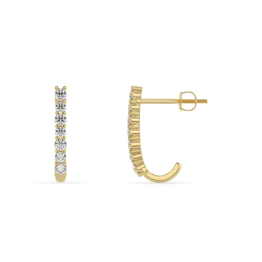 lab grown diamond round hoop earrings in yellow gold