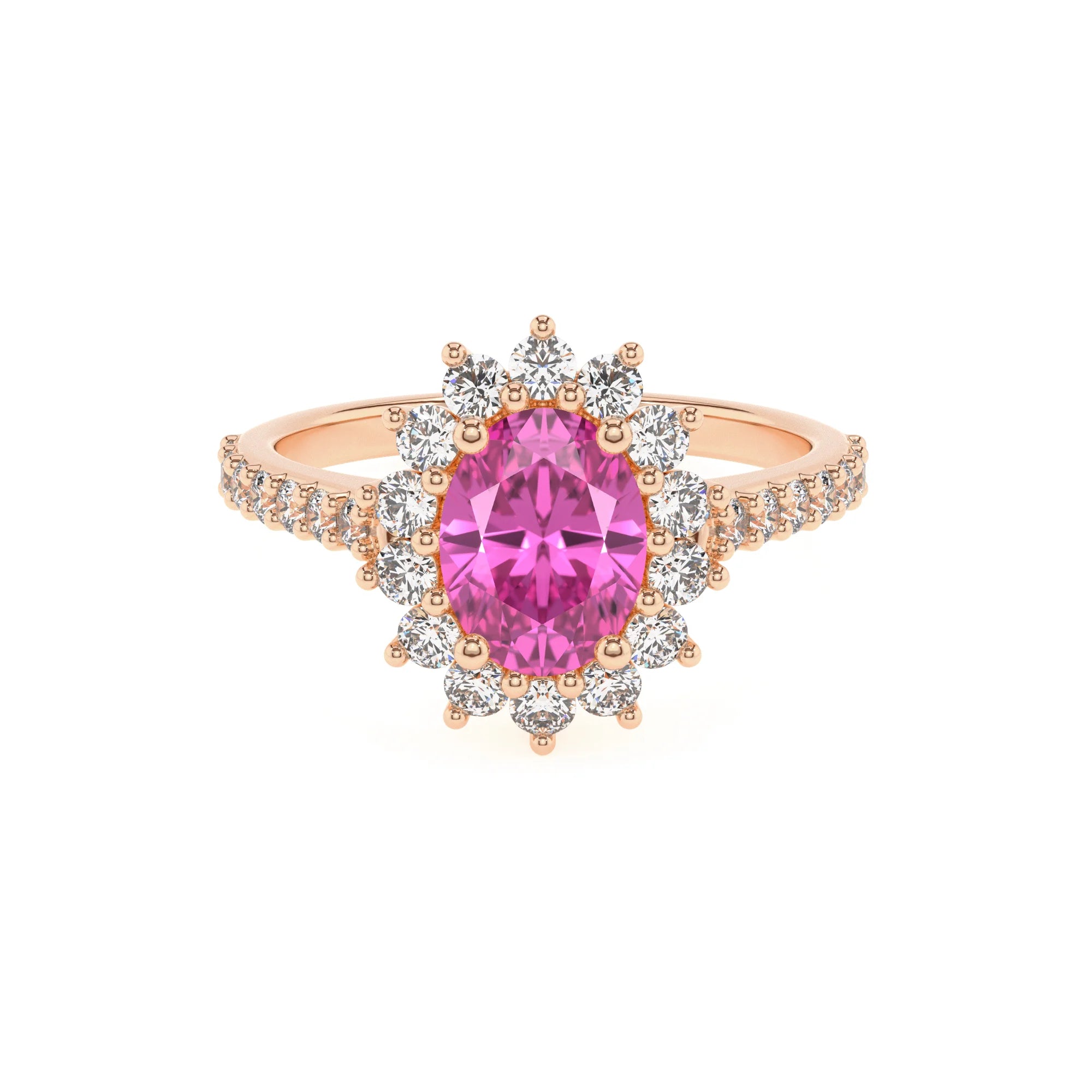 lab grown pink-sapphire oval solitaire rings in rose gold