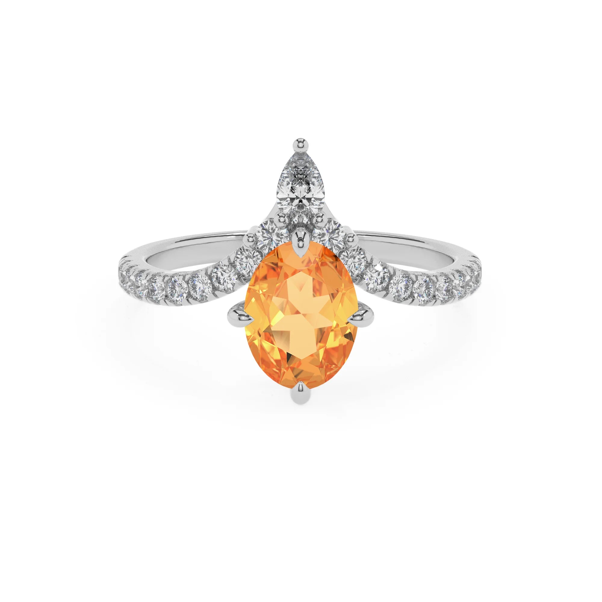 lab grown citrine oval solitaire rings in platinum