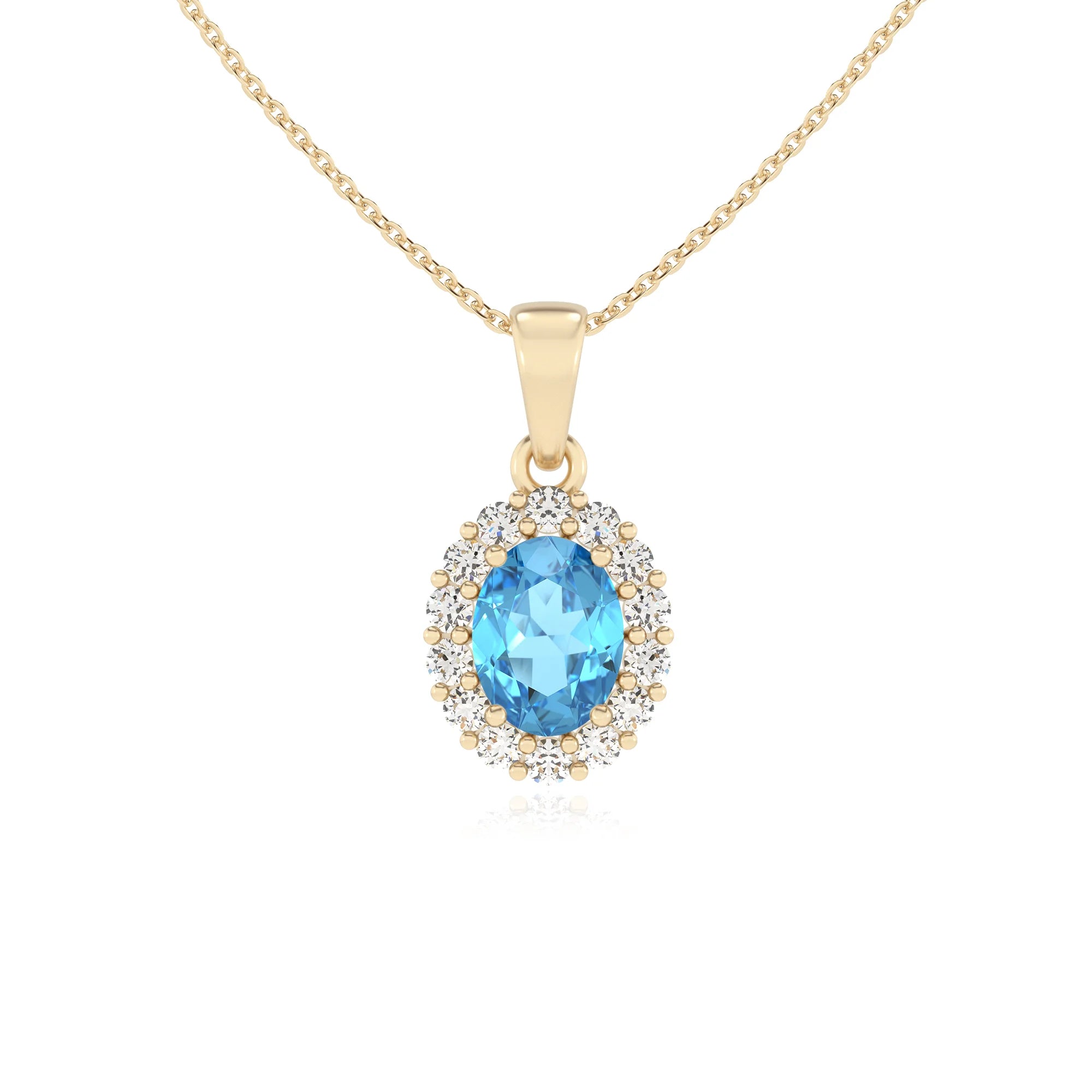 natural swiss-blue-topaz oval solitaire necklaces in yellow gold