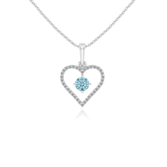 lab grown aquamarine round infinity necklaces in sterling silver