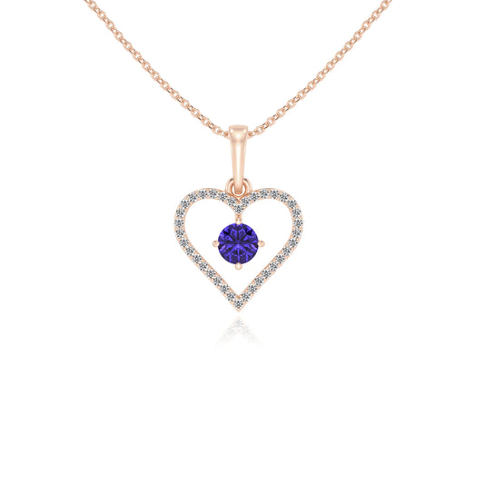 lab grown tanzanite round infinity necklaces in rose gold