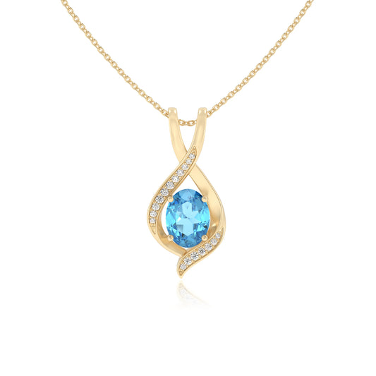 natural swiss-blue-topaz oval solitaire necklaces in yellow gold