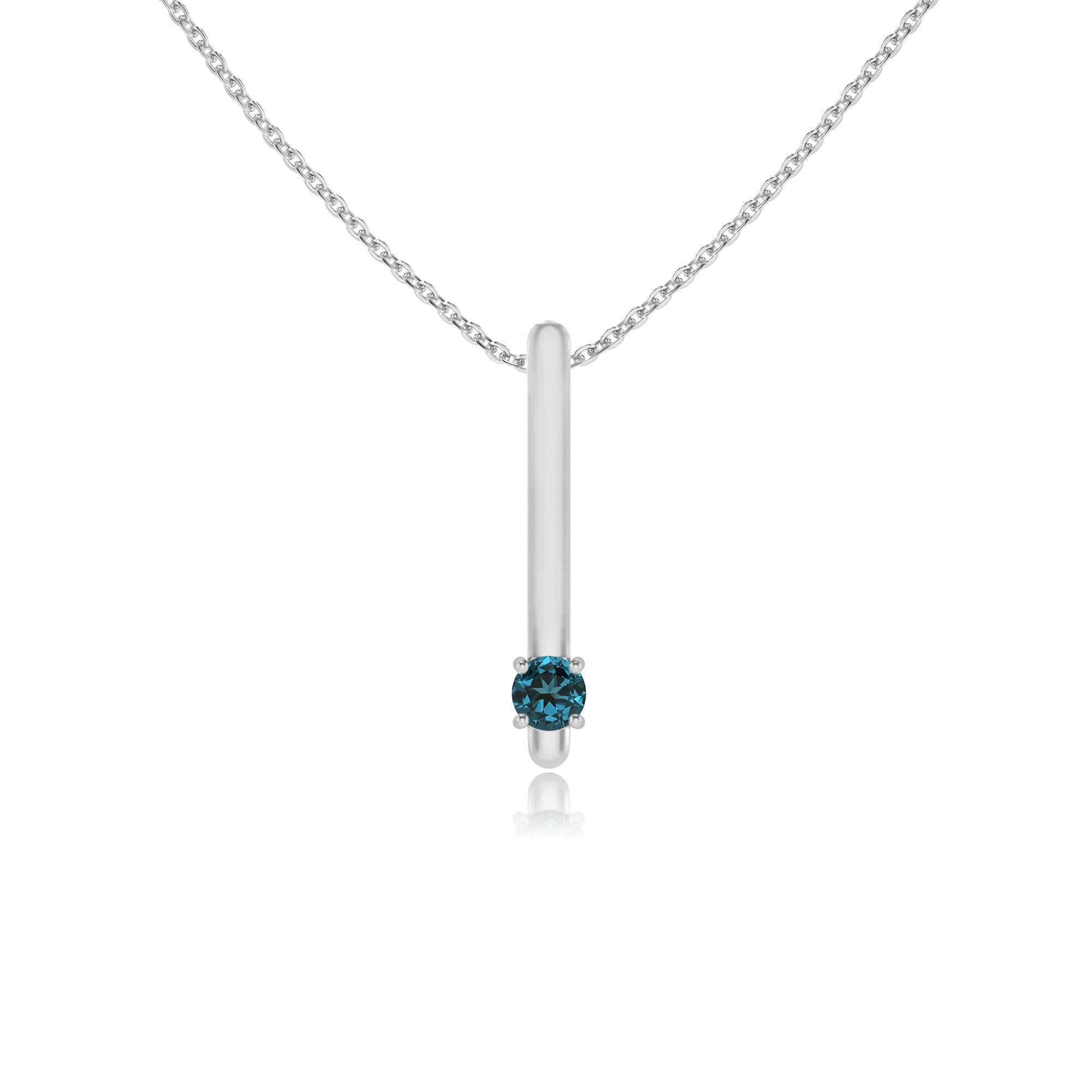 natural london-blue-topaz round bar necklaces in white gold