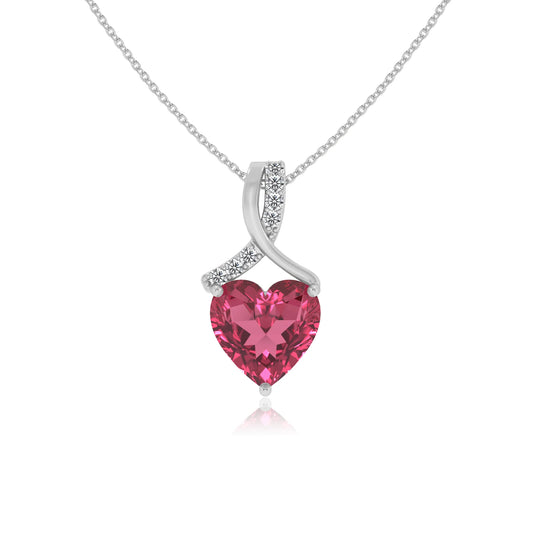 lab grown pink-tourmaline heart solitaire necklaces in platinum