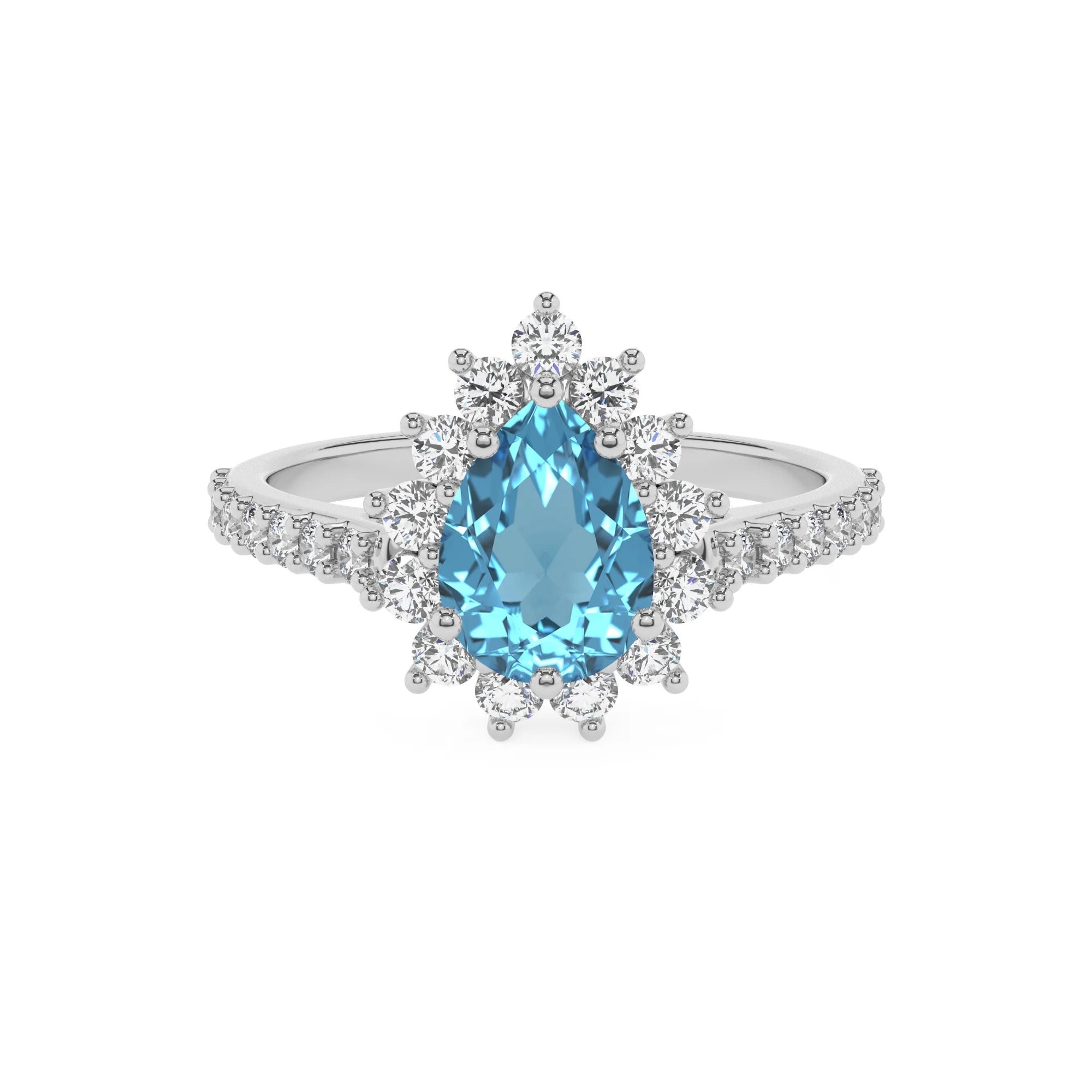 natural swiss-blue-topaz pear solitaire rings in sterling silver