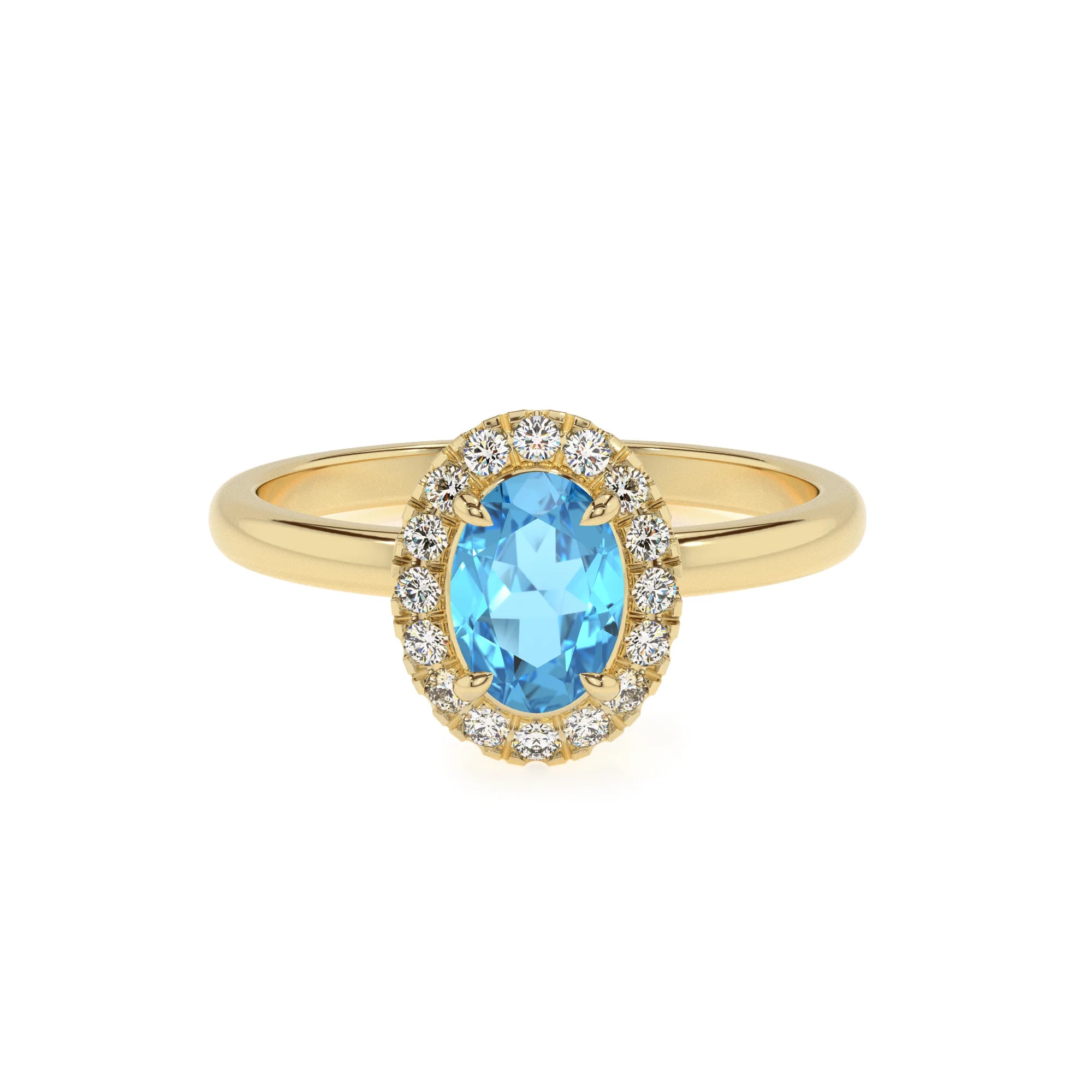 natural swiss-blue-topaz oval solitaire rings in yellow gold