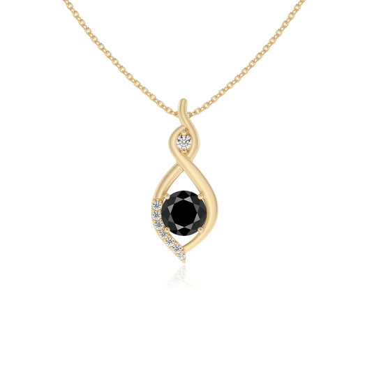 natural black-onyx round solitaire necklaces in yellow gold