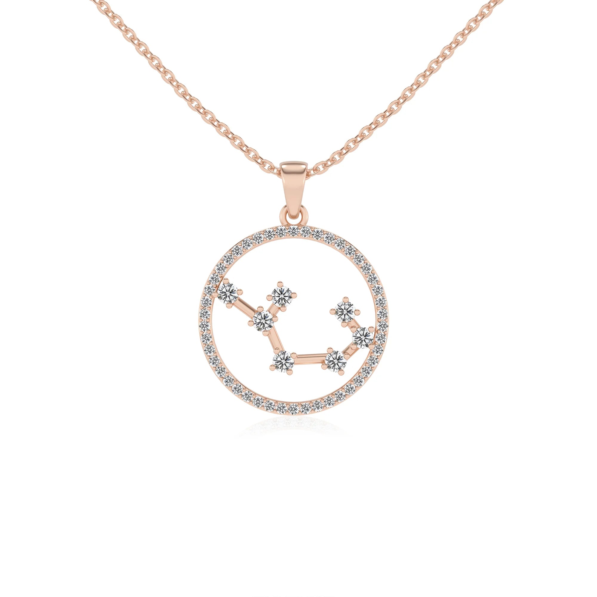 lab grown moissanite round necklaces in rose gold