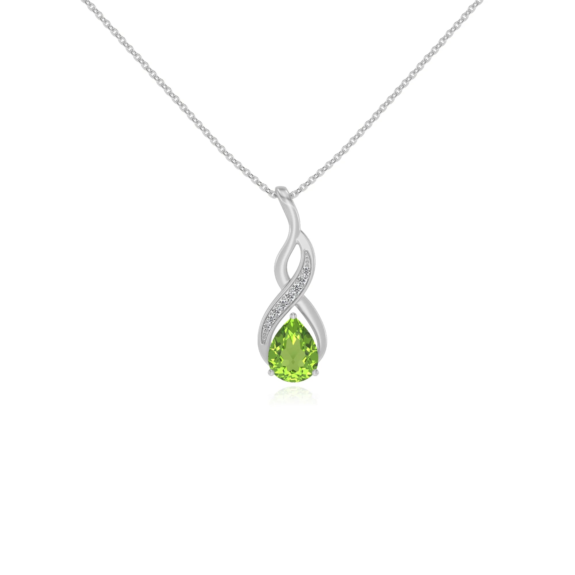 natural peridot pear solitaire necklaces in sterling silver
