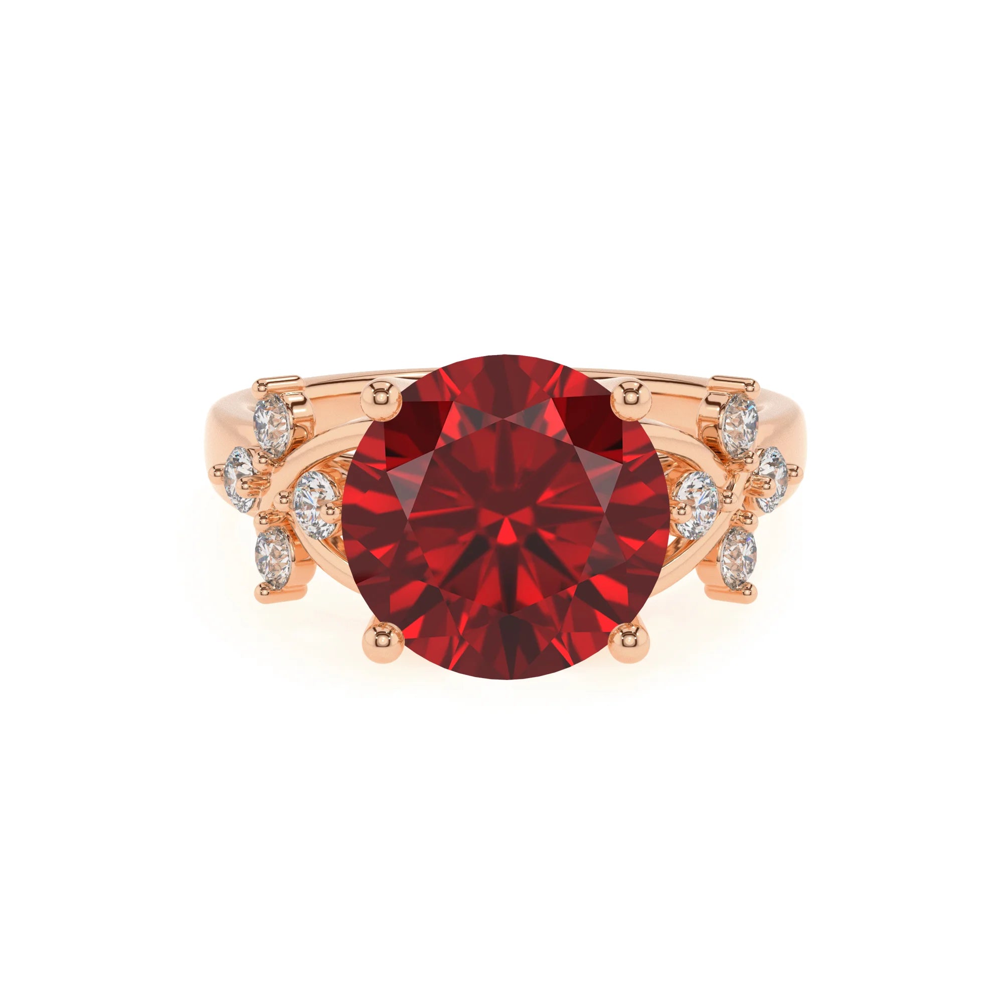 lab grown ruby round solitaire rings in rose gold