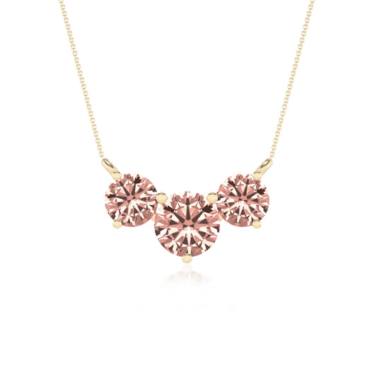 lab grown morganite round solitaire v-bale necklaces in yellow gold