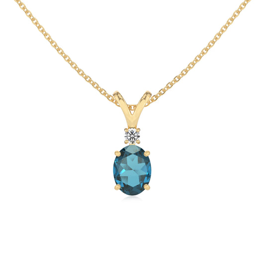 natural london-blue-topaz oval solitaire v-bale necklaces in yellow gold