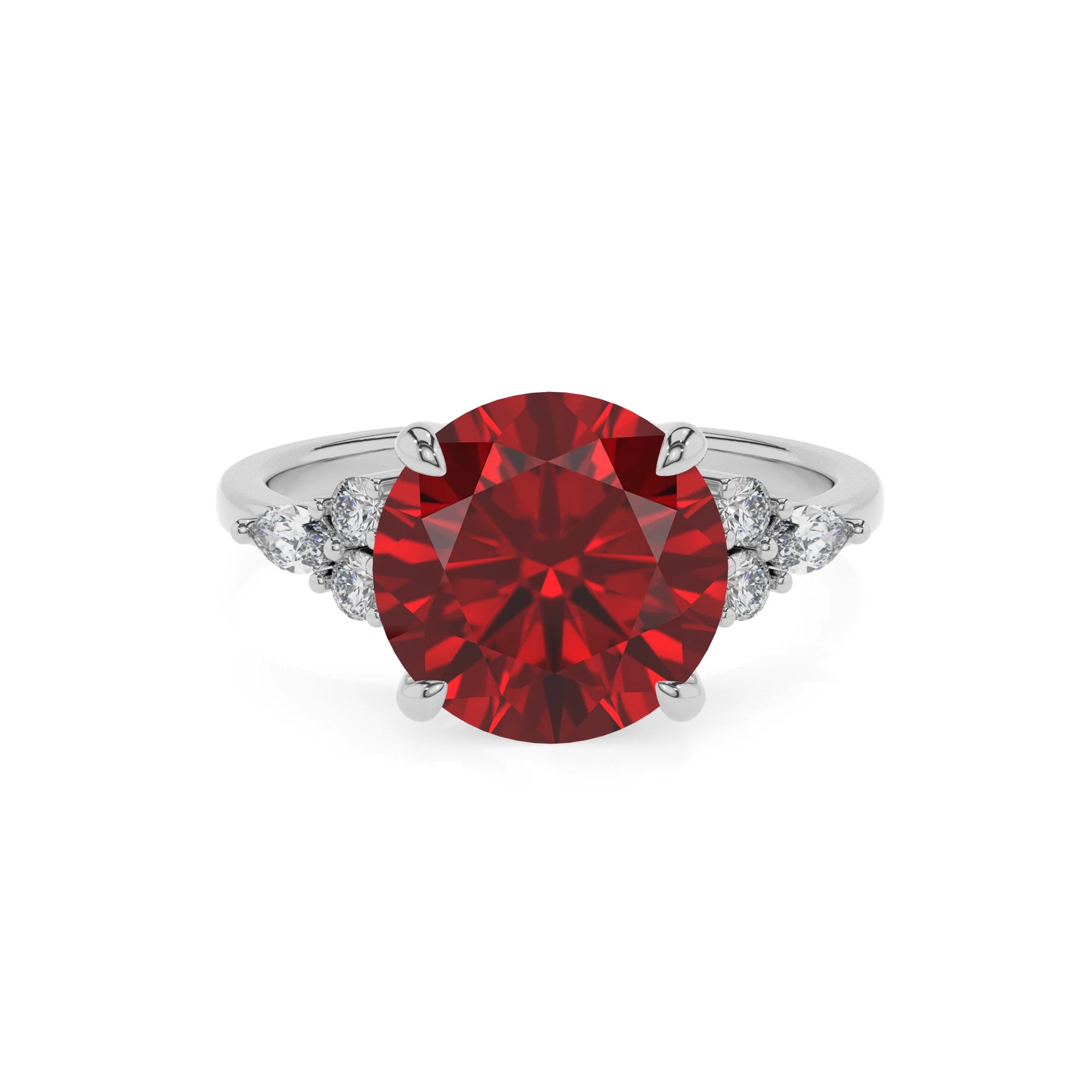 lab grown ruby round solitaire rings in sterling silver