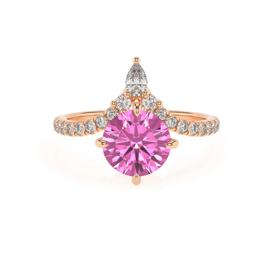 lab grown pink-sapphire round solitaire rings in rose gold