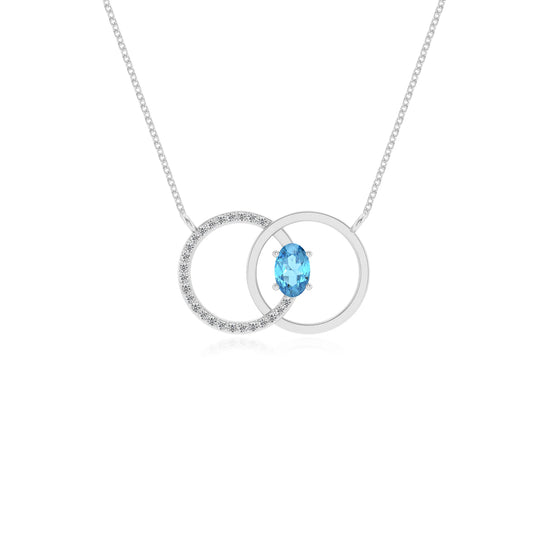natural swiss blue topaz oval solitaire necklaces in white gold