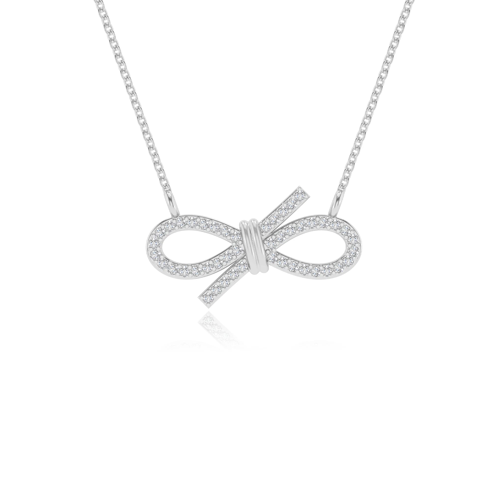 lab grown moissanite round infinity necklaces in platinum