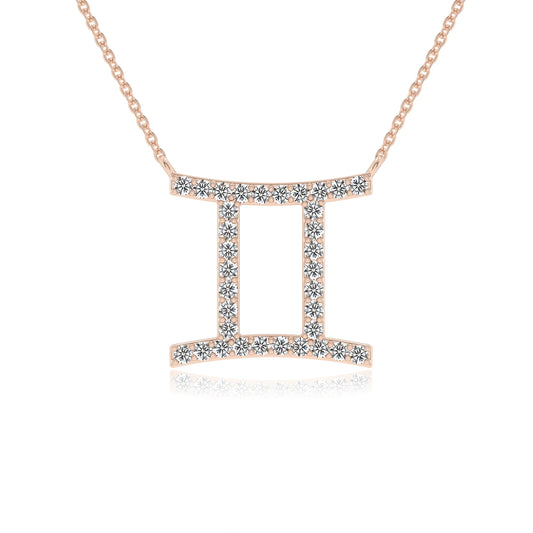 lab grown moissanite round necklaces in rose gold