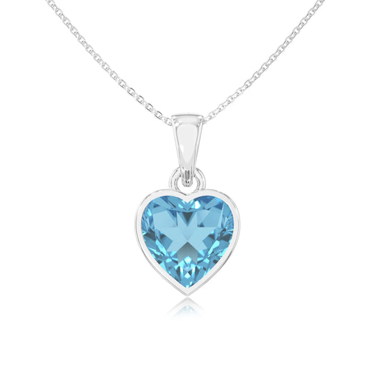 natural swiss-blue-topaz heart solitaire necklaces in sterling silver