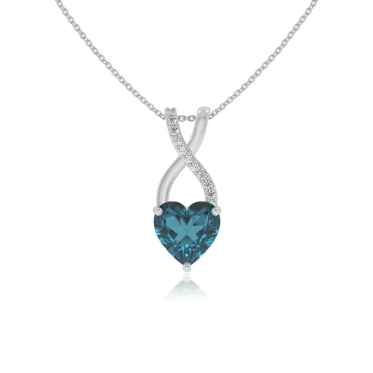 natural london-blue-topaz heart solitaire necklaces in platinum
