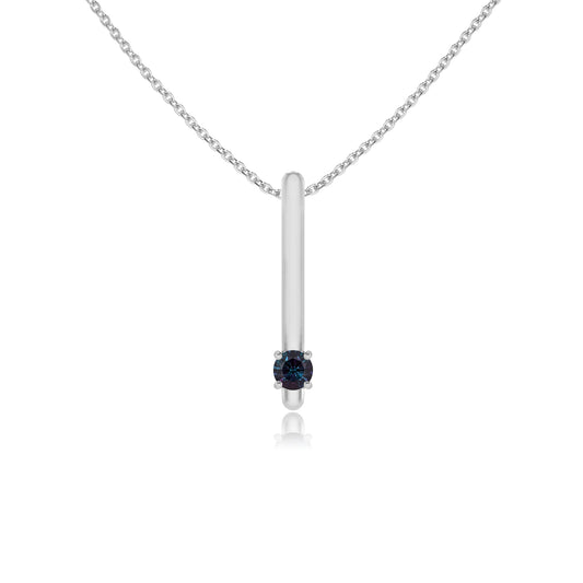 lab grown alexandrite round bar necklaces in sterling silver