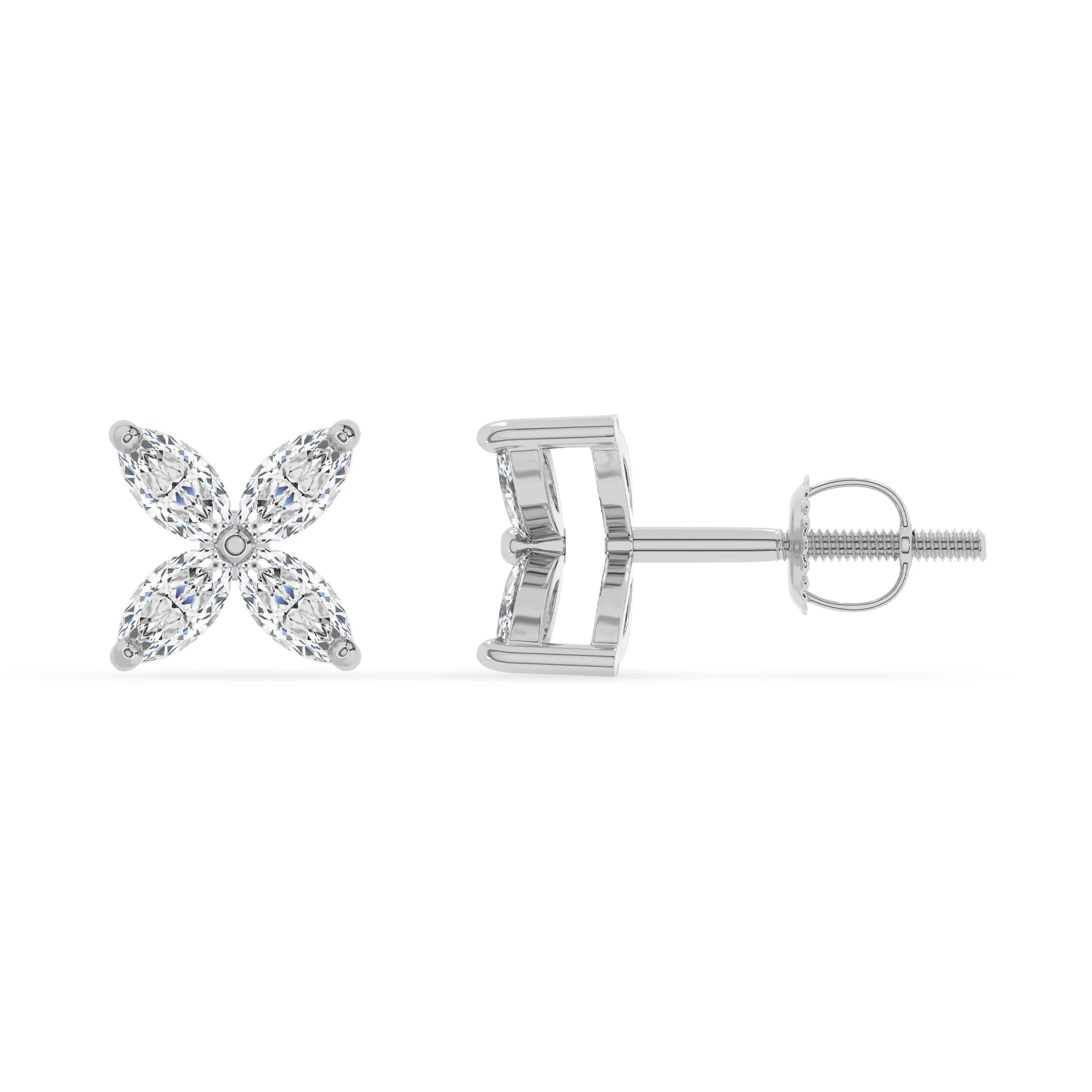 lab grown moissanite marquise stud earrings in sterling silver