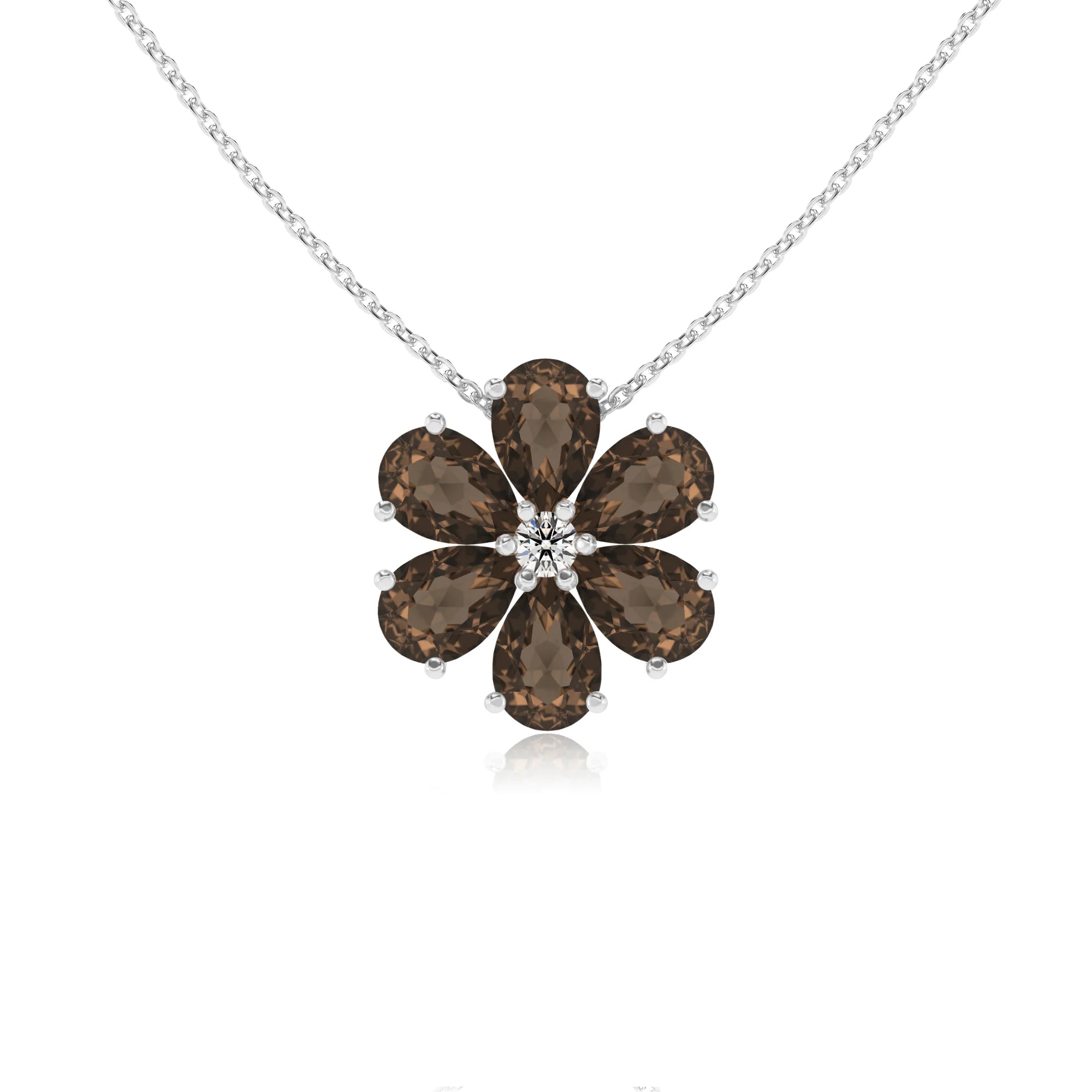 natural smoky-quartz pear solitaire necklaces in platinum