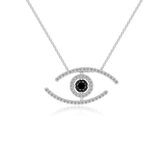 natural black-onyx round solitaire necklaces in white gold