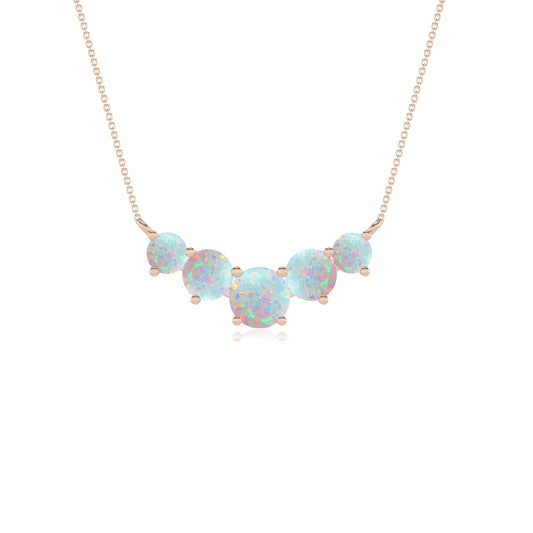 lab grown opal round bar necklaces in rose gold