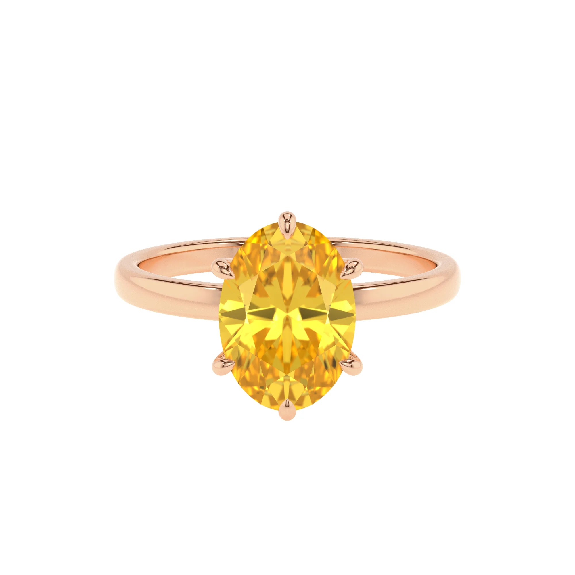 lab grown yellow-sapphire oval solitaire rings in rose gold