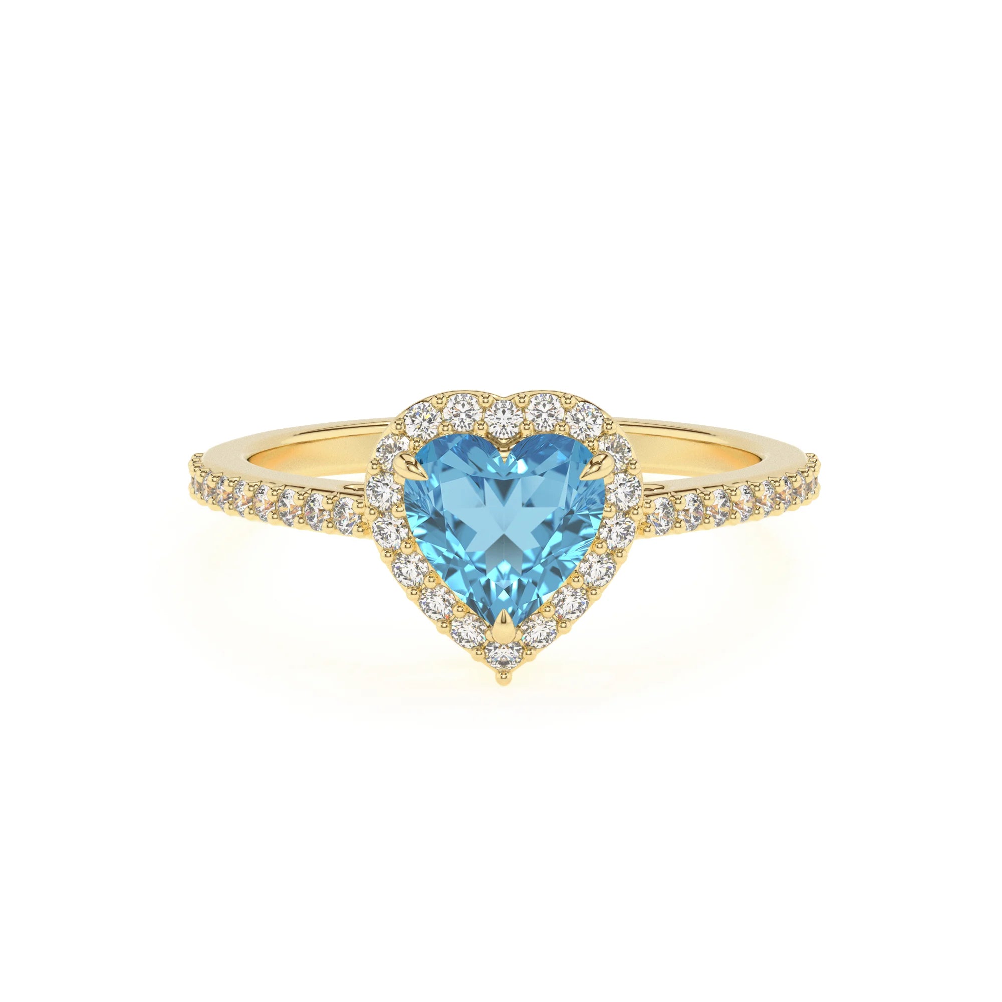 natural swiss-blue-topaz heart solitaire rings in yellow gold