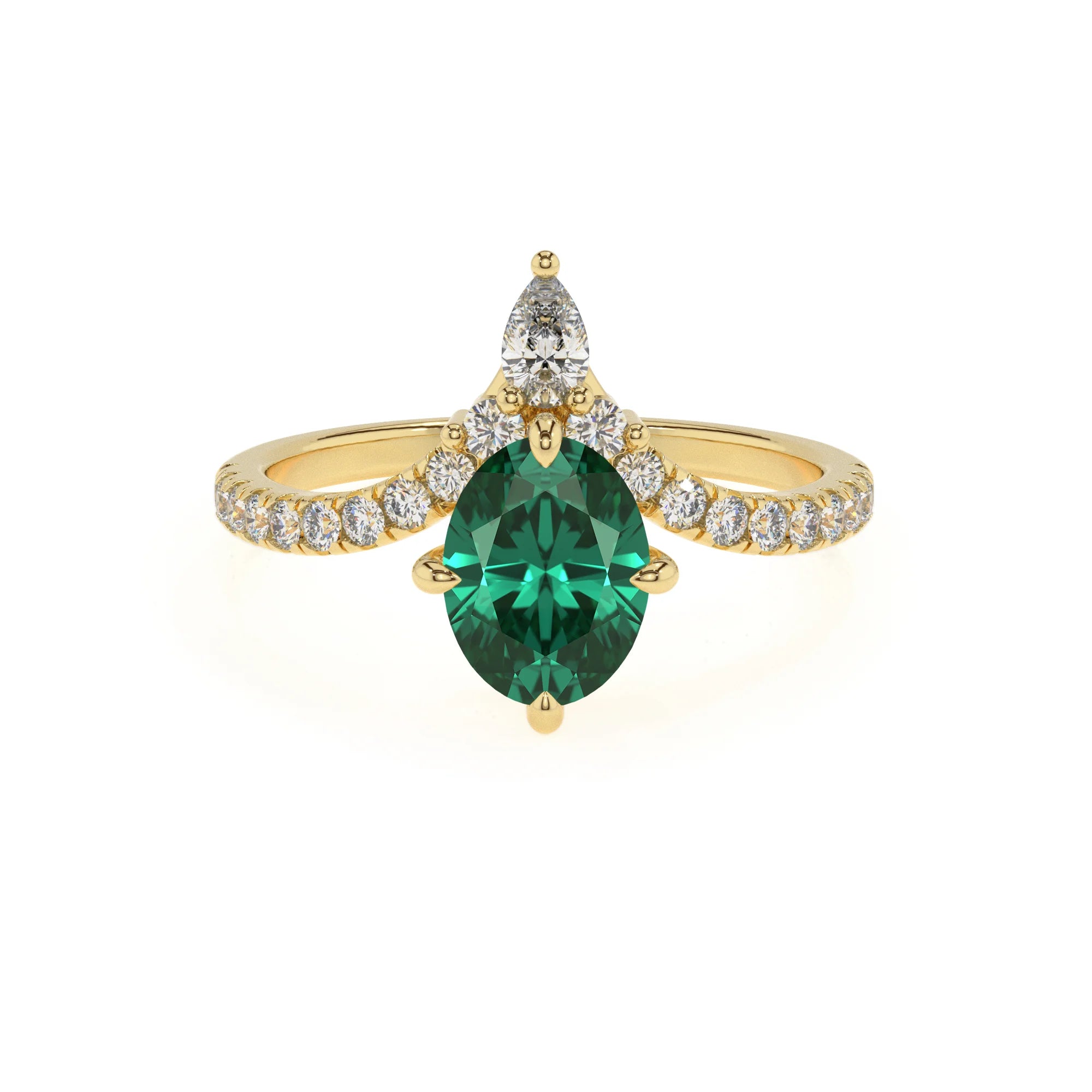 lab grown emerald oval solitaire rings in yellow gold