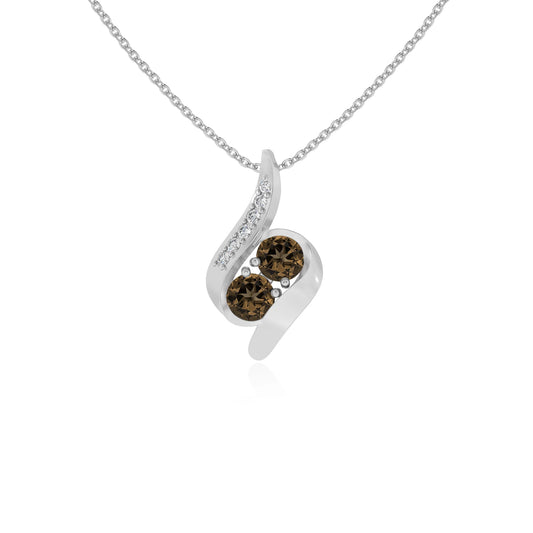 natural smoky-quartz round solitaire v-bale necklaces in sterling silver